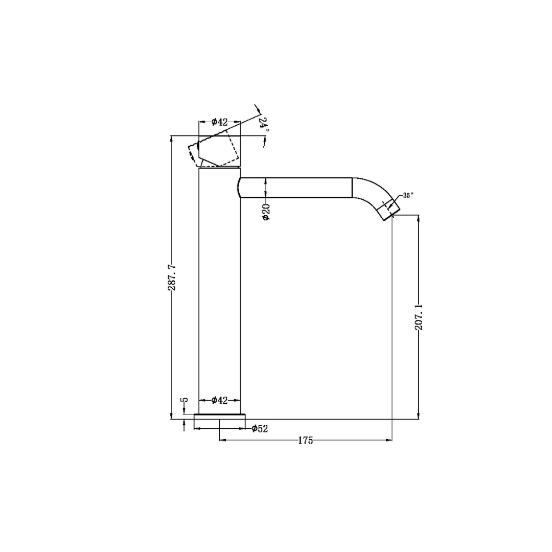 Hoge wastafelkraan Capri - Greeploos - 1-Gats - Graphite