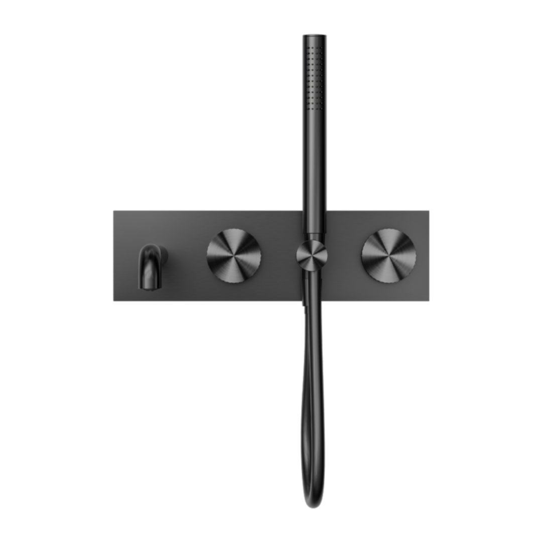 Inbouw badmengkraan Valencia - Staafhanddouche en uitloop - Graphite