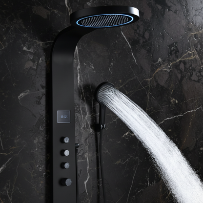 Douchepaneel Elena - LED - Digitaal display - Matte black - 145 × 18 × 65 cm