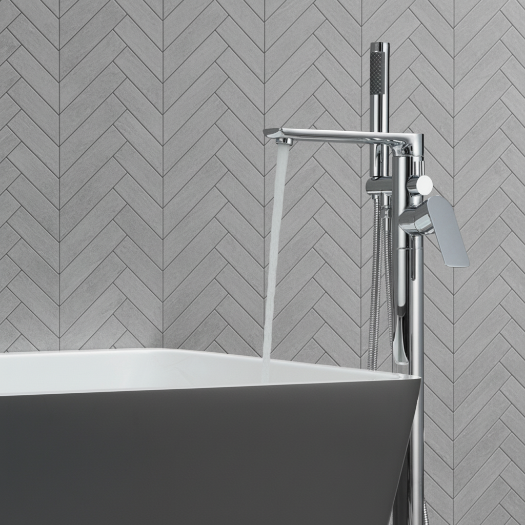 Vrijstaande badkraan Emilia - Chrome - 88 × 22 × 16 cm