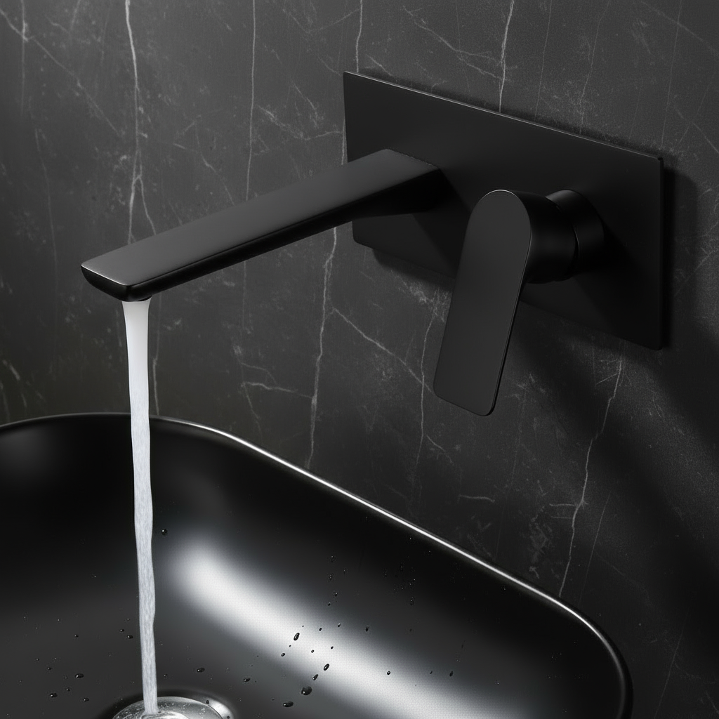 Inbouw wastafelkraan Silvio – Mat zwart - 25 × 10 × 20 cm