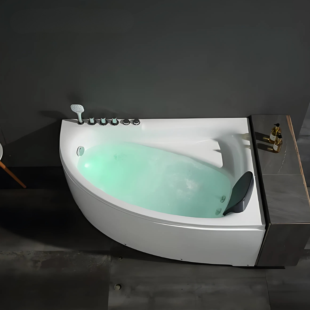 Hoekbad Massagebad – Leonardo – Glans Wit – 150x100x65 cm