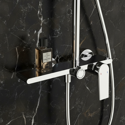 Opbouw regendoucheset Cynthia - Chrome - 130 × 35 × 25 cm