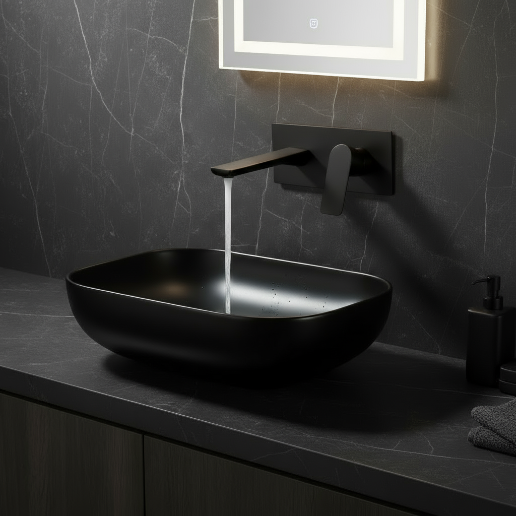 Inbouw wastafelkraan Silvio – Mat zwart - 25 × 10 × 20 cm