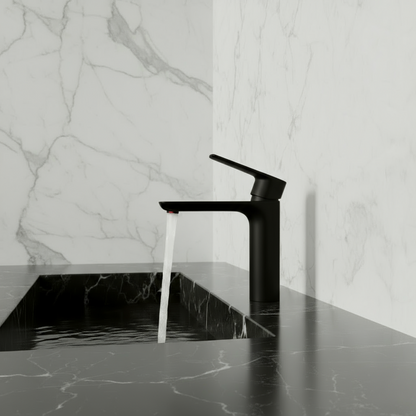 Opbouw wastafelkraan Silvio – Mat zwart - 14 × 16,5 × 4,3 cm