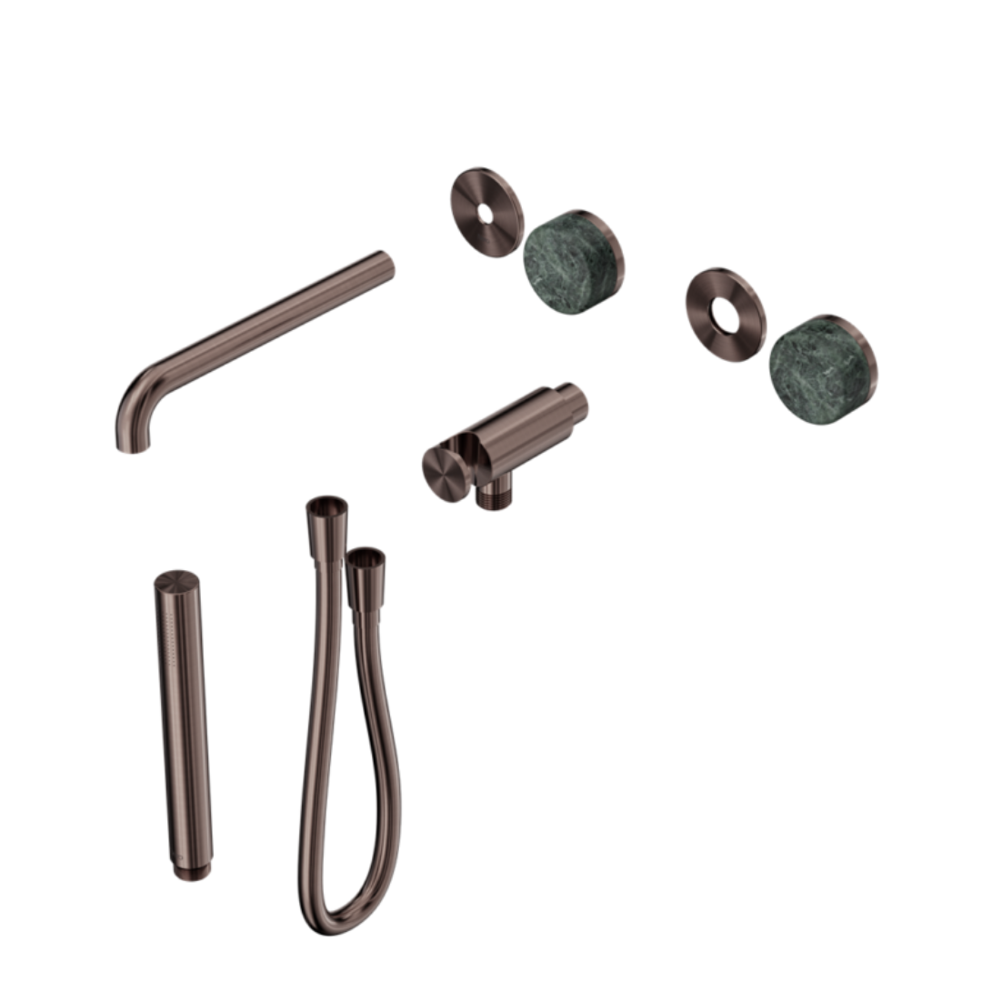 Inbouw badmengkraan Sorrento - Verde alpi - Staafhanddouche en uitloop - Zonder achterplaat - Brushed bronze