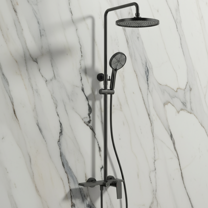 Opbouw regendoucheset Cynthia - Matte black - 130 × 35 × 25 cm