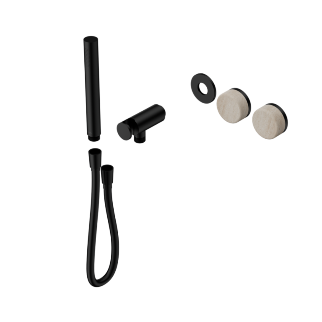 Inbouw douchemengkraan – Sorrento – Rome Travertine – Staafhanddouche – Zonder achterplaat – Matte black
