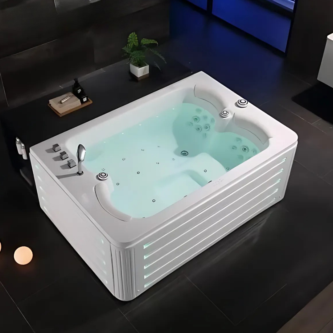 Opbouw Massagebad – Miami – Glans Wit – 192x130x75 cm