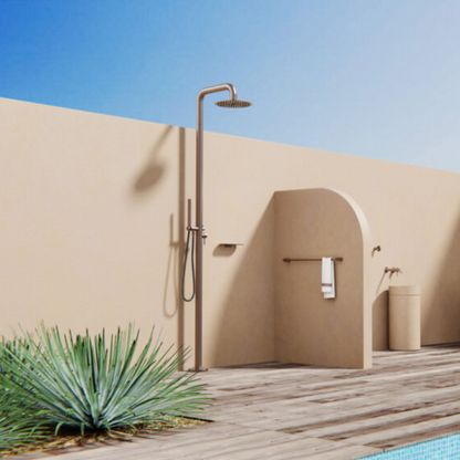 Buitendoucheset Capri – Vrijstaand – Regendouche & Staafhanddouche - Brushed bronze