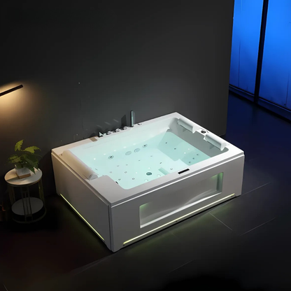 Opbouw Massagebad – Valencia – Glans Wit – 190x142x65 cm