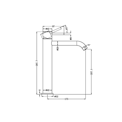 Hoge wastafelkraan Capri - 1-Gats - Brushed bronze