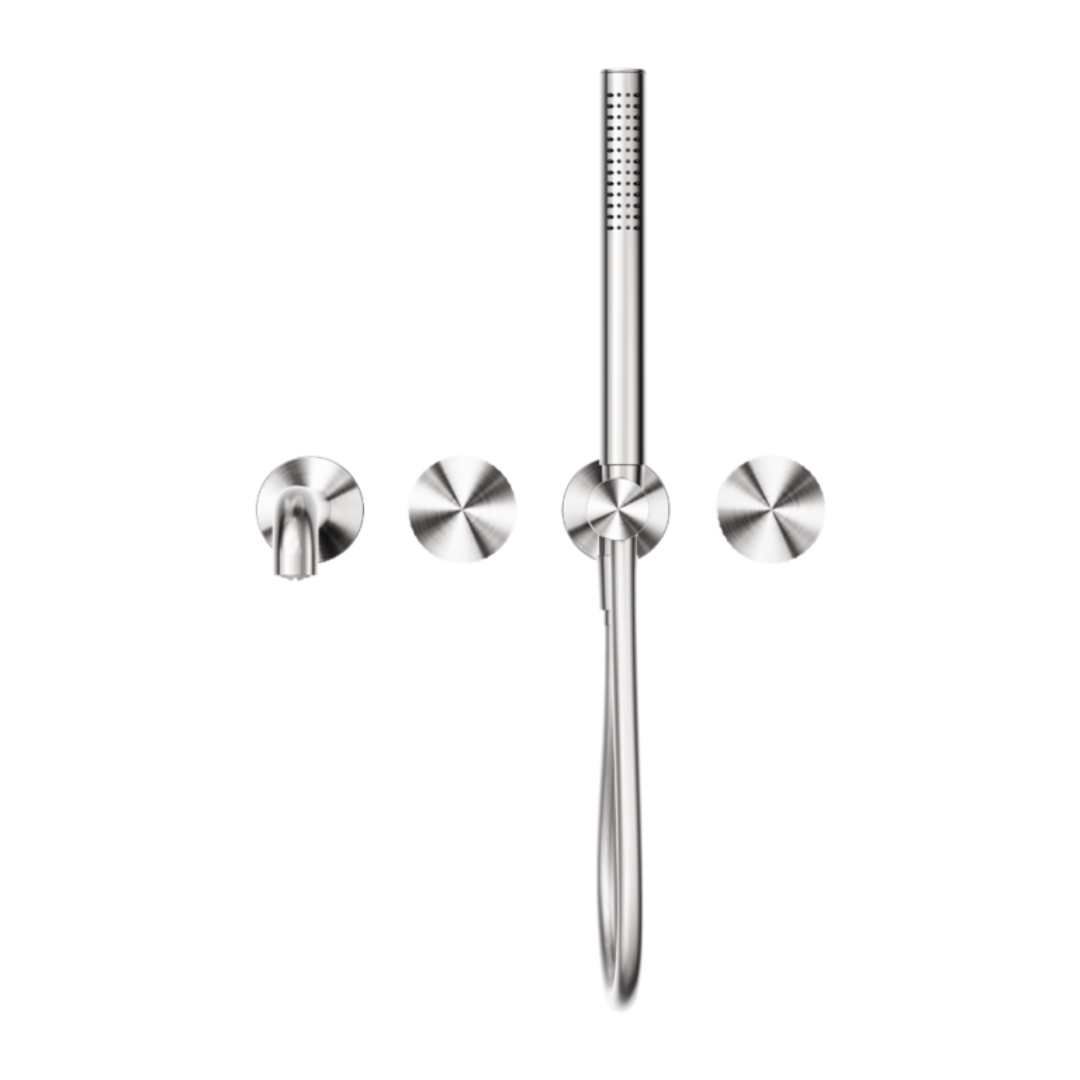 Inbouw badmengkraan Valencia - Staafhanddouche en uitloop - Zonder achterplaat - Brushed nickel