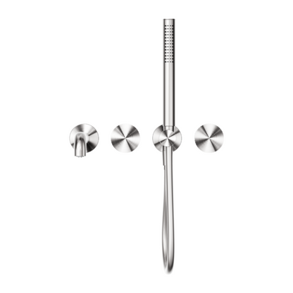 Inbouw badmengkraan Valencia - Staafhanddouche en uitloop - Zonder achterplaat - Brushed nickel