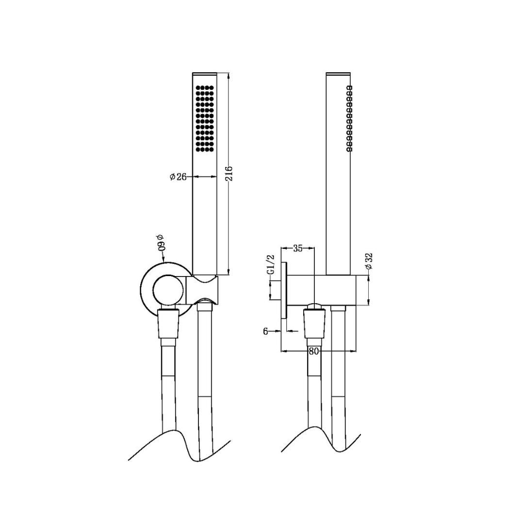 Staafhanddouche Capri - Graphite