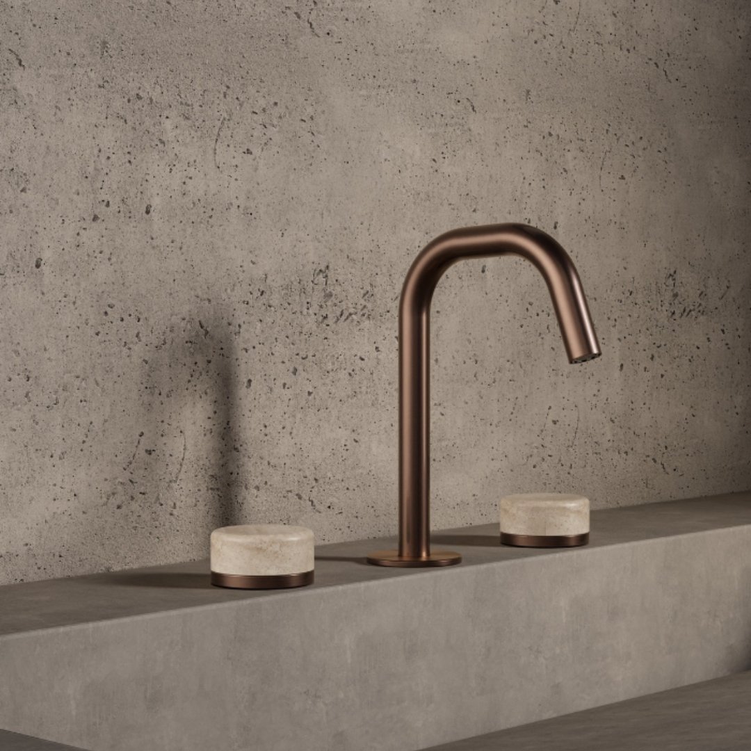 Inbouw mengkraan – Sorrento – Rome Travertine – Brushed nickel