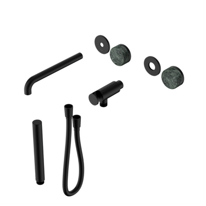 Inbouw badmengkraan Sorrento - Verde alpi - Staafhanddouche en uitloop - Zonder achterplaat - Matte black