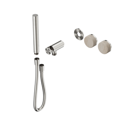 Inbouw douchemengkraan – Sorrento – Rome Travertine – Staafhanddouche – Zonder achterplaat – Brushed nickel