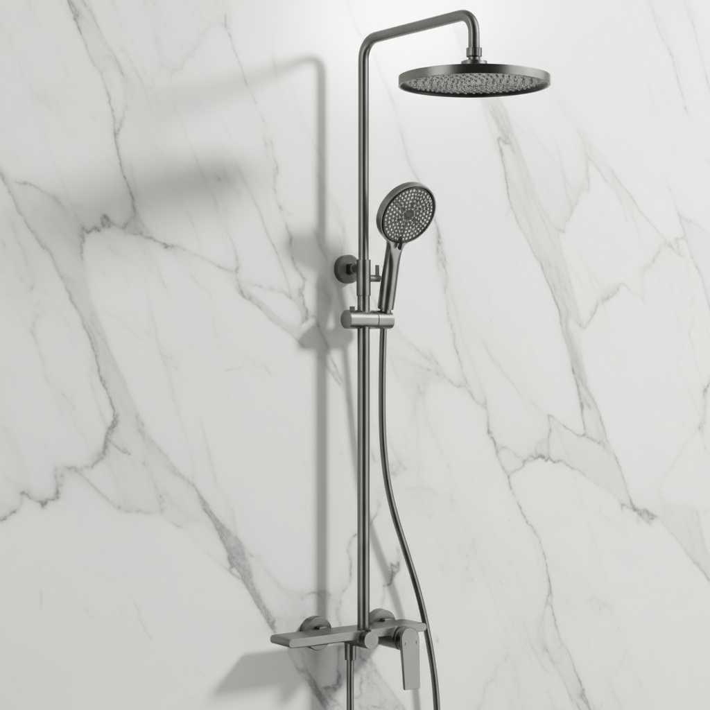 Opbouw regendoucheset Cynthia - Gunmetal grey - 130 × 35 × 25 cm