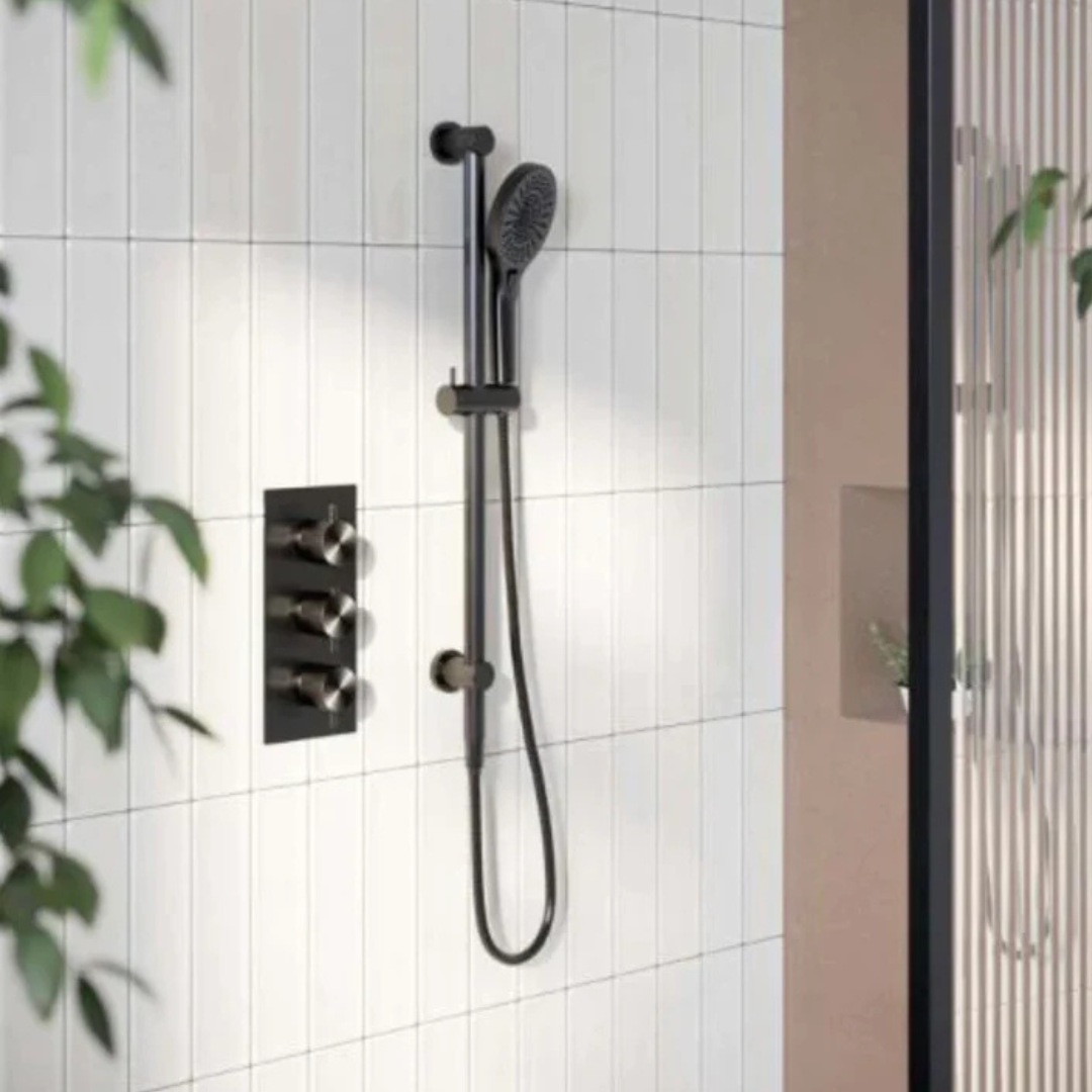 Thermostatiche inbouw regendoucheset Valencia - Air shower II - Graphite