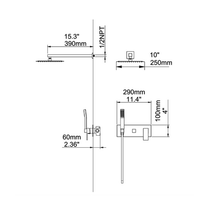 Inbouw Regendoucheset Antoinette - Brushed gold