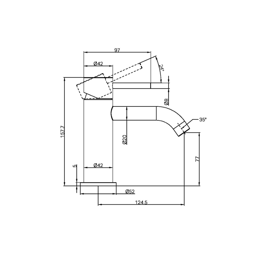 Opbouw wastafelkraan Capri - 1-Gats - Graphite