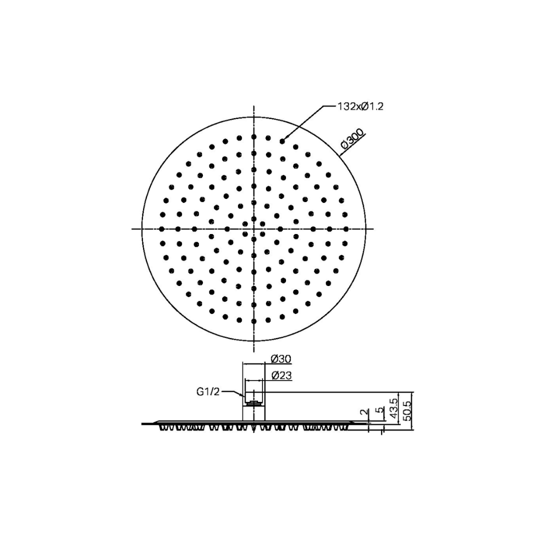 Douchekop Capri – Graphite - 300mm
