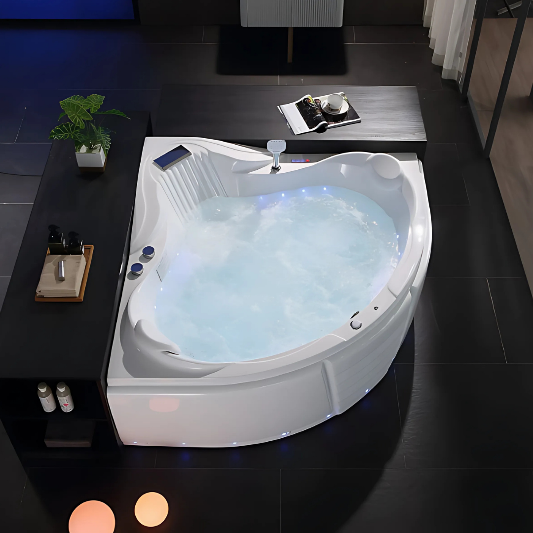 Hoekbad Massagebad – Montecarlo – Glans Wit – 155x155x72 cm