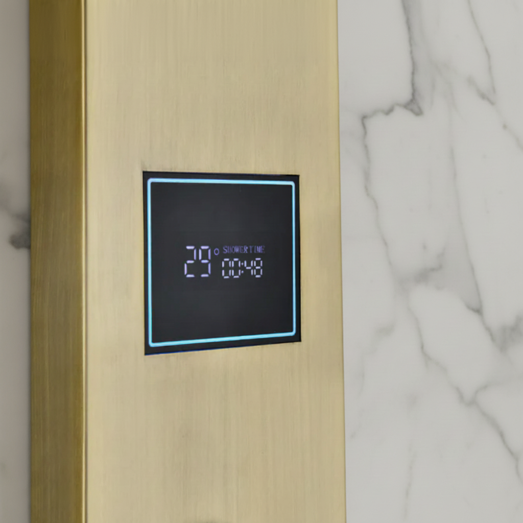 Douchepaneel Elena - LED - Digitaal display - Brushed gold - 145 × 18 × 65 cm