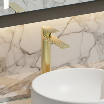 Hoge wastafelkraan Diego  – Brushed gold - 27,5 × 16,6 × 22,3 cm