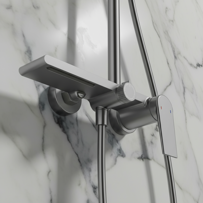 Opbouw regendoucheset Cynthia - Gunmetal grey - 130 × 35 × 25 cm