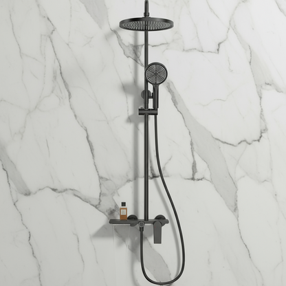 Opbouw regendoucheset Cynthia - Matte black - 130 × 35 × 25 cm