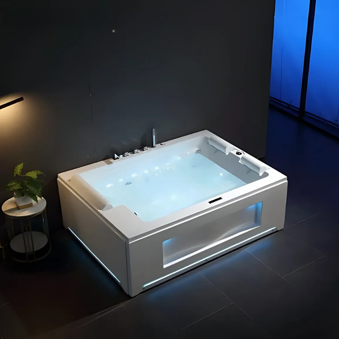 Opbouw Massagebad – Valencia – Glans Wit – 190x142x65 cm