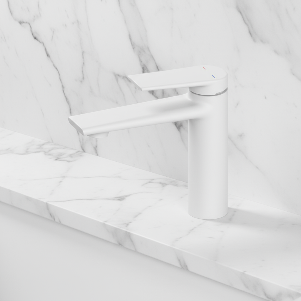 Opbouw wastafelkraan Diego  – Matte white - 15 × 13,7 × 4,4 cm