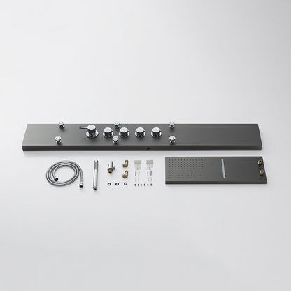 Douchepaneel Manuel – Waterval – Massagejets – Gunmetal grey, chrome - 150 × 20 × 60 cm