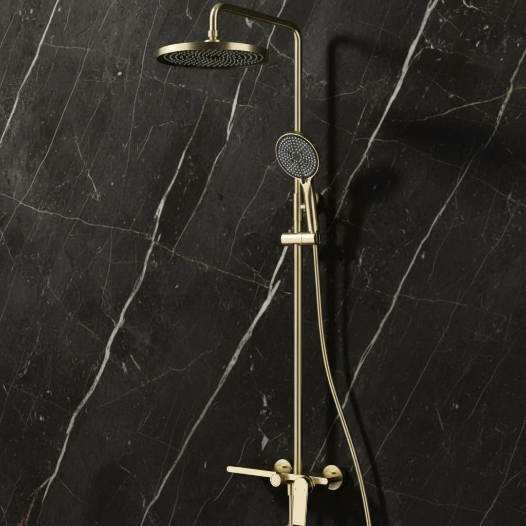 Opbouw regendoucheset Cynthia - Brushed gold - 130 × 35 × 25 cm