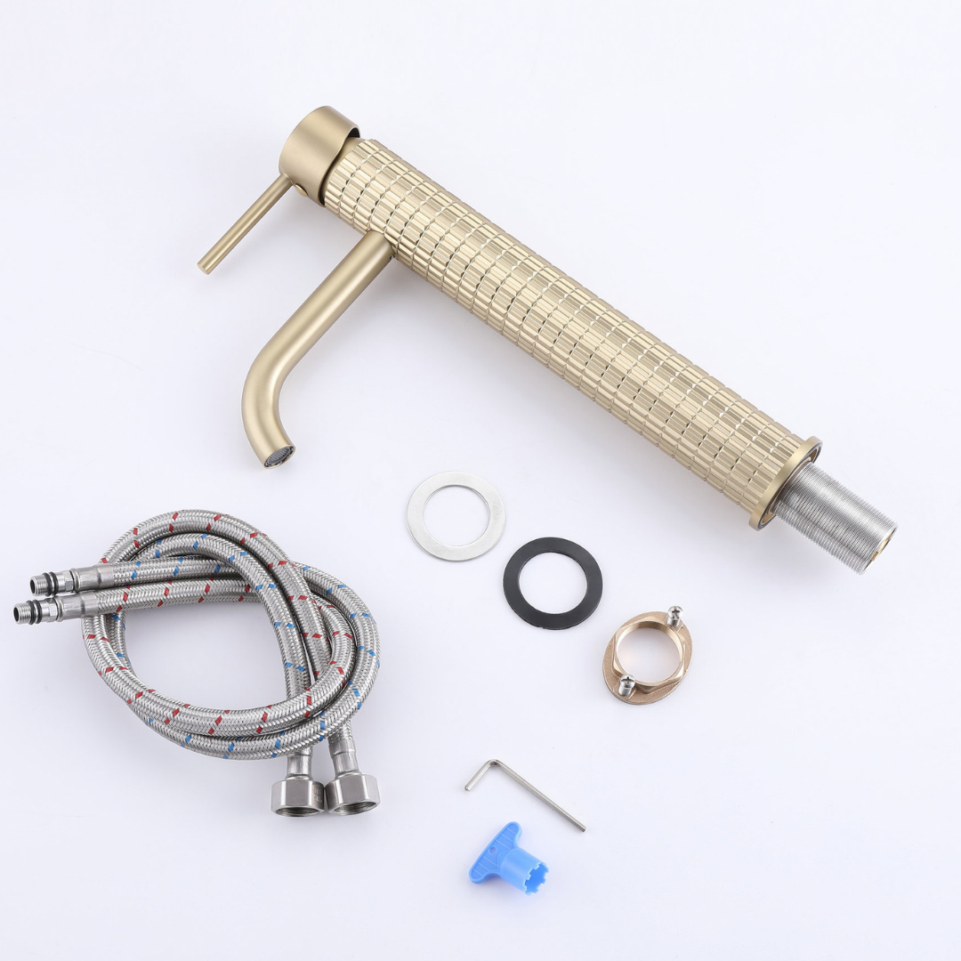 Hoge wastafelkraan Angelica - Brushed gold - 30,5 × 5,5 × 19 cm