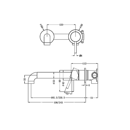 Inbouw wastafelkraan Capri – Zonder achterplaat - Brushed gold