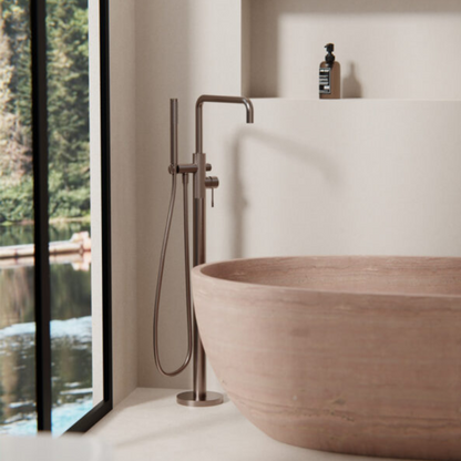 Vrijstaande badmengkraan Valencia - Staafhanddouche - Brushed bronze