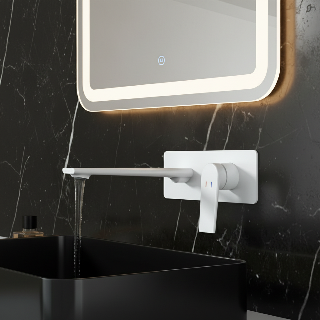 Inbouw wastafelkraan Diego  – Matte white - 22,5 × 11 × 20 cm