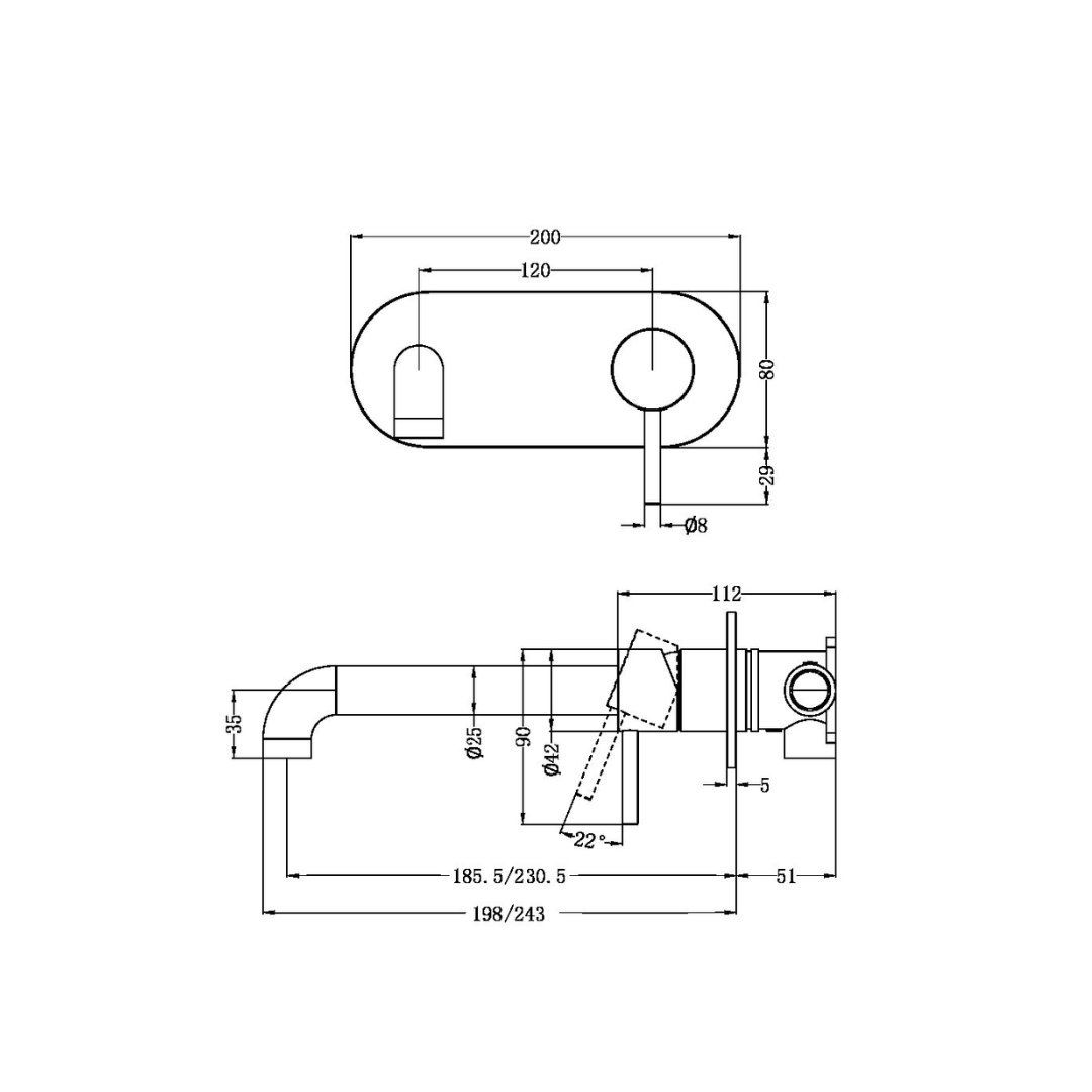 Inbouw wastafelkraan Capri – Graphite