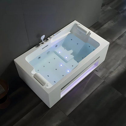 Opbouw Massagebad – Milan – Glans Wit – Bluetooth Speakers - 180x107x60 cm