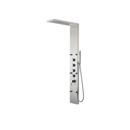 Douchepaneel Manuel – Waterval – Massagejets – Brushed nickel - 150 × 20 × 60 cm