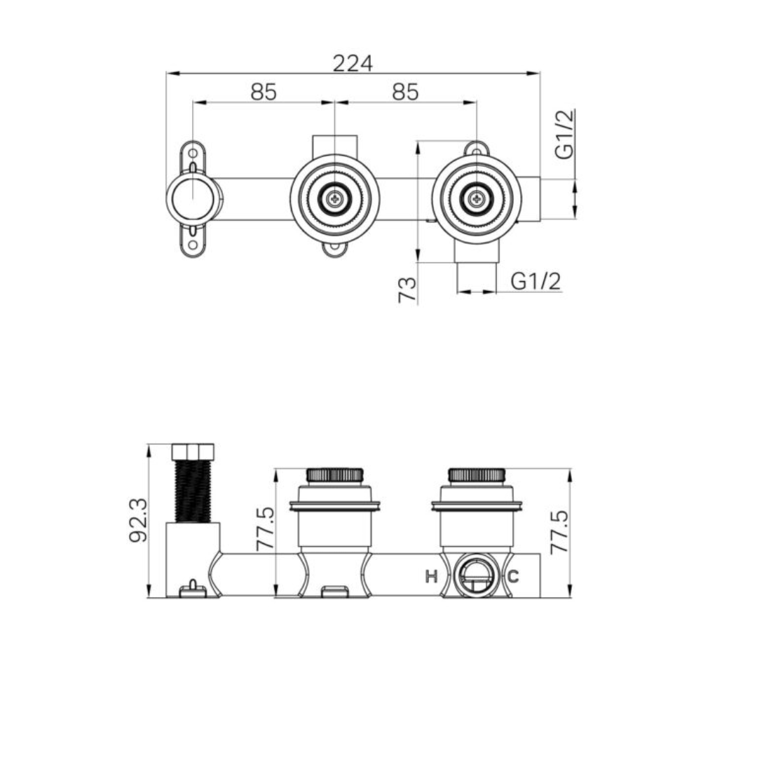 Inbouw douchemengkraan – Sorrento – Verde Alpi – Staafhanddouche – Zonder achterplaat – Brushed gold