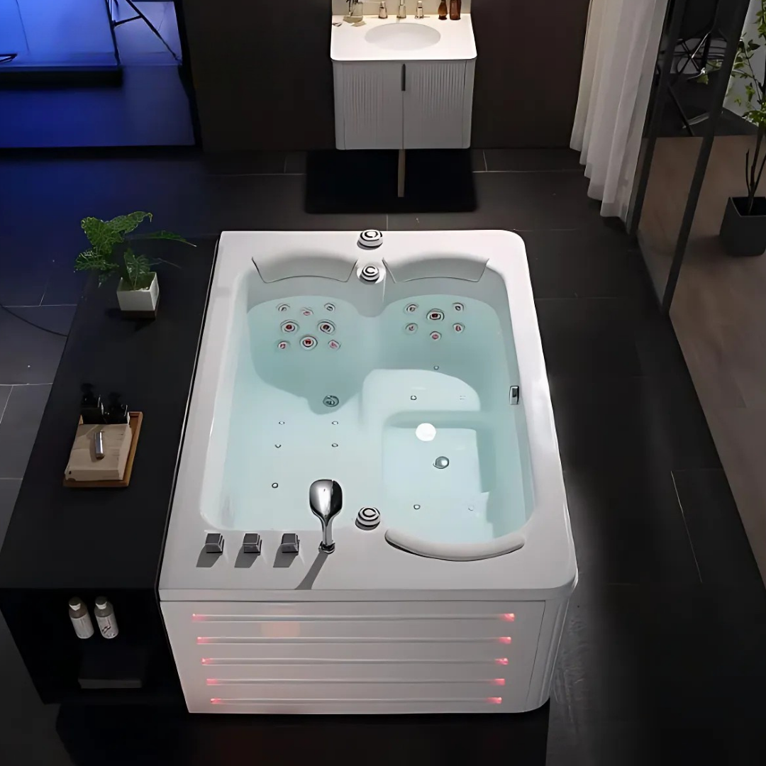 Opbouw Massagebad – Miami – Glans Wit – 192x130x75 cm