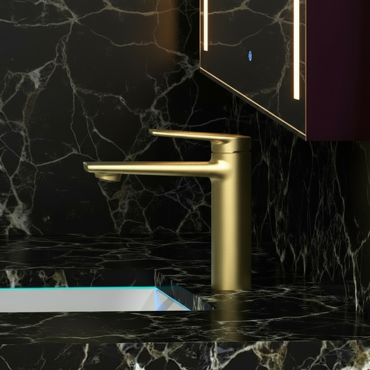 Opbouw wastafelkraan Diego  – Brushed gold - 15 × 13,7 × 4,4 cm