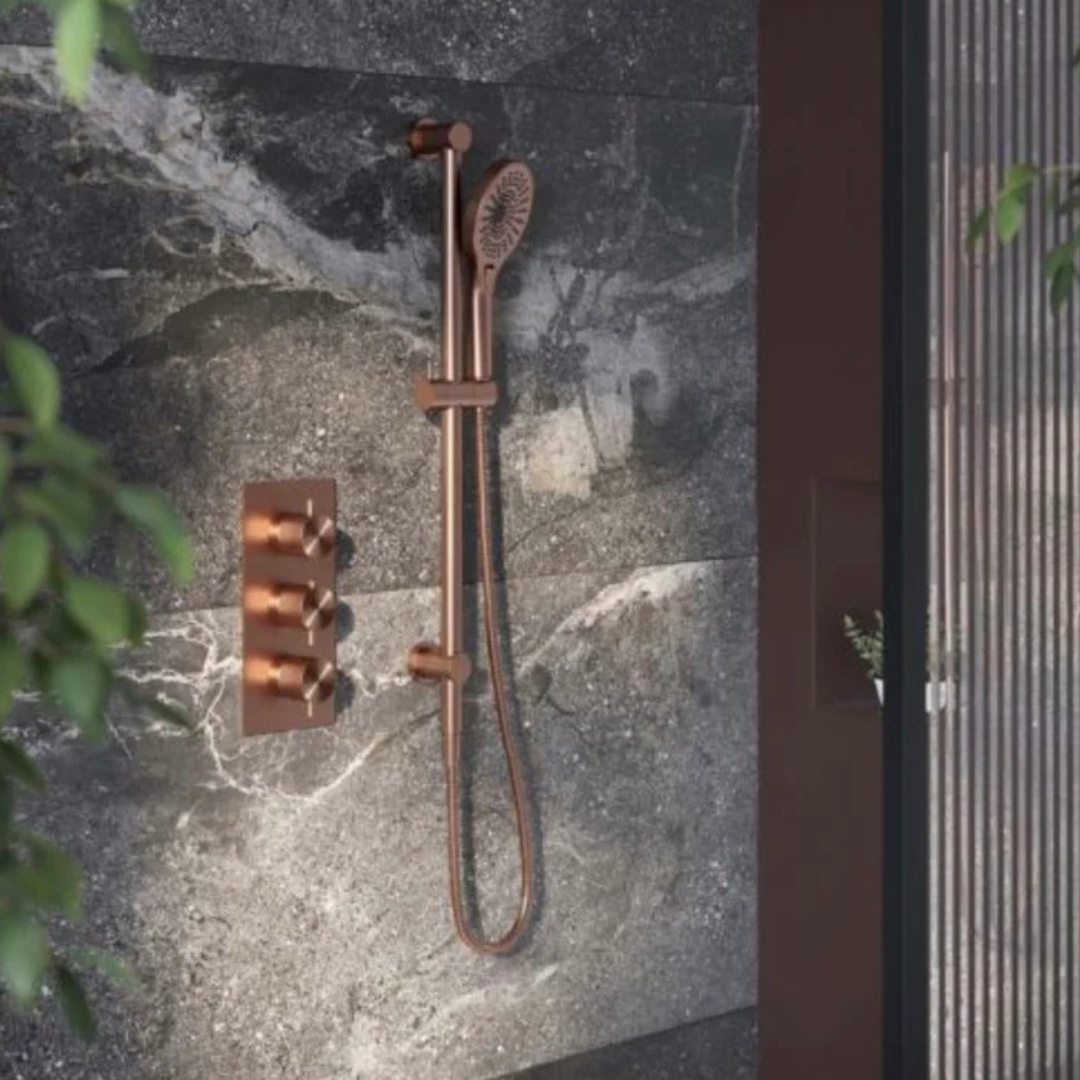 Thermostatiche inbouw regendoucheset Valencia - Air shower II - Brushed bronze