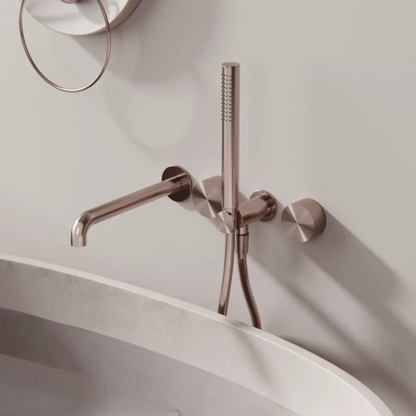 Inbouw badmengkraan Valencia - Staafhanddouche en uitloop - Zonder achterplaat - Brushed nickel