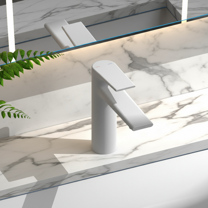 Opbouw wastafelkraan Diego  – Matte white - 15 × 13,7 × 4,4 cm