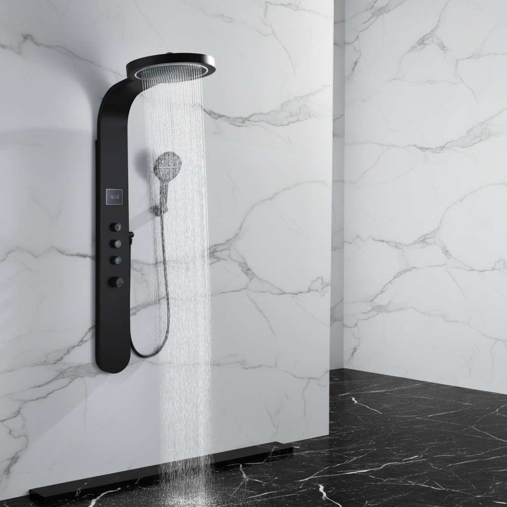 Douchepaneel Elena - LED - Digitaal display - Matte black - 145 × 18 × 65 cm